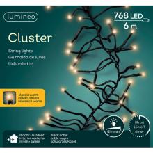 Lumineo Cluster In/Outdoor LED-Verlichtingsnoer 600 cm 768 Lampjes Warm Wit